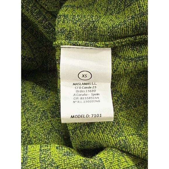 Pisonero Knit Top 3/4 Sleeves Artsy Abstract Green Blue Metallic Thread Size XS - Picture 9 of 11